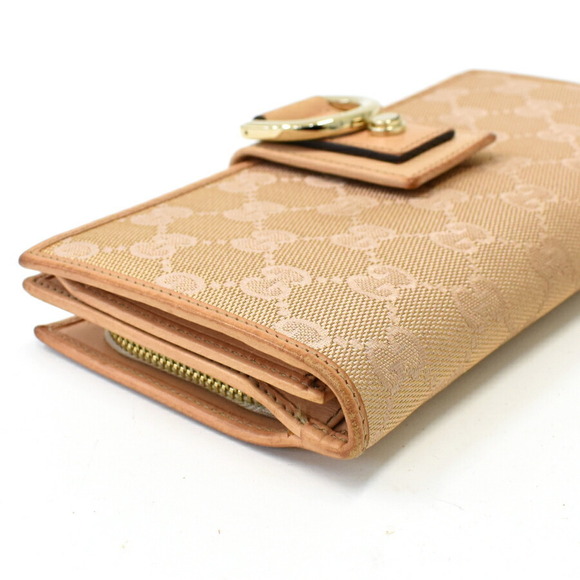 Gucci Bi fold Long Wallet GG Canvas Leather Beige - Picture 6 of 9